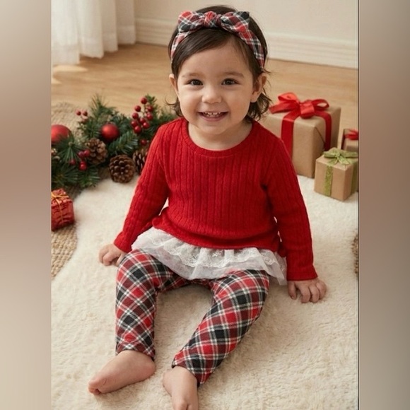 ❤️4 for $20❤️ Rare Editions Toddler Girl 3 Piece Set/leggings & Headband Size 3T - Picture 16 of 16